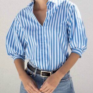 Ayr Capeside Top Athens Blue Stripe Sz S